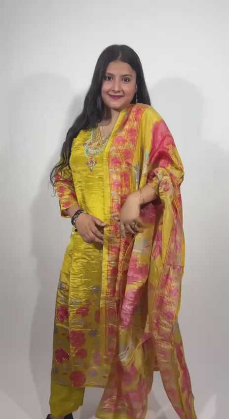 The Golden Glow Silk Suit Set