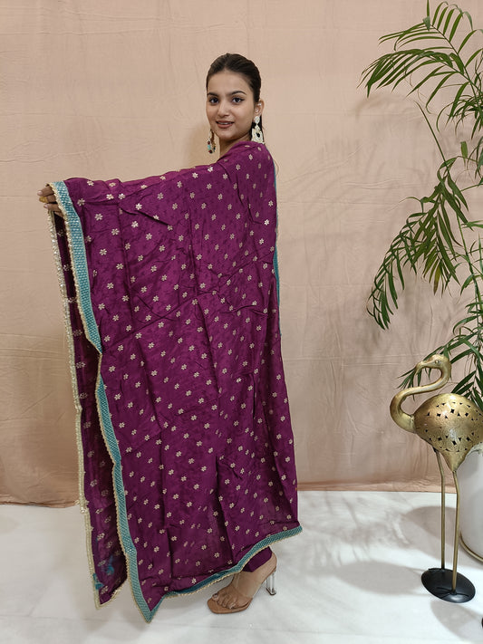 Magenta Pure Crepe Set with Dupatta and Pants