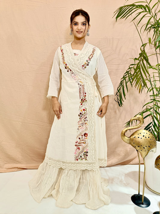 White Angarakha with Inner and Palazzo