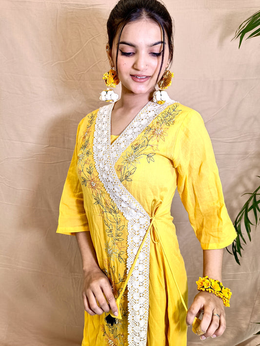 Yellow Angarakha Dress with Inner